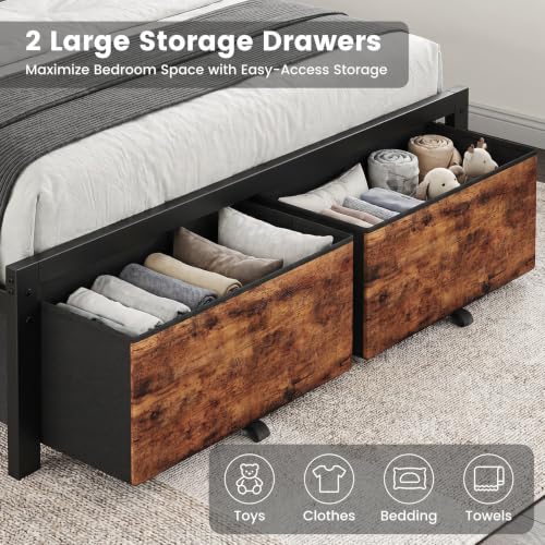 Full Size Bed with Headboard and Drawers, view 6
