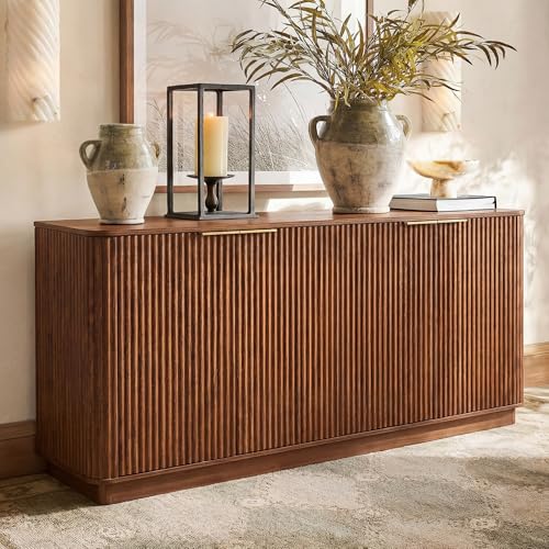 63" Sideboard Buffet Cabinet with Storage, 31.6" H Modern Fluted Accent Credenza, view 2