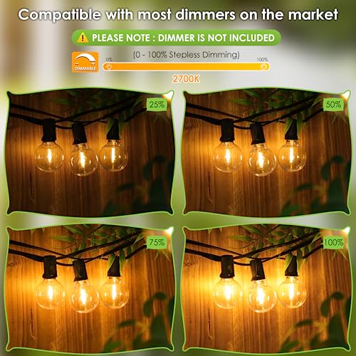 100Ft LED Outdoor String Lights, Dimmable Patio Lights, view 6