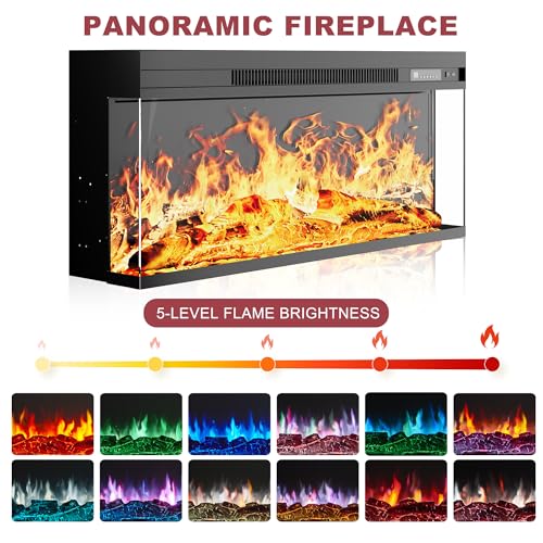97'' Fireplace TV Stand with 3-Sided Electric Fireplace up to 100" TV, view 4