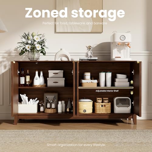 Fluted Sideboard Buffet Cabinet with Storage, view 4