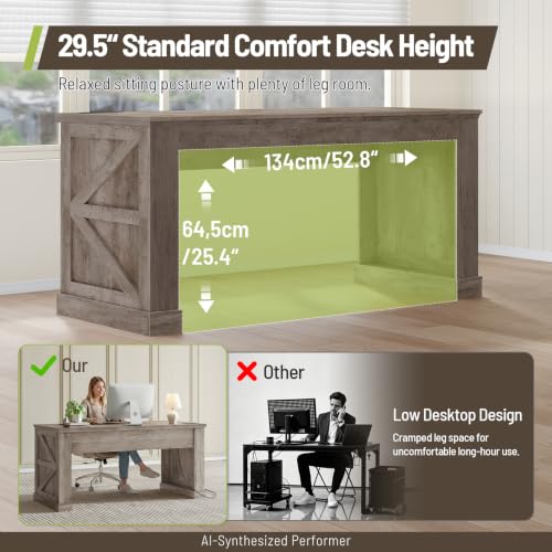 63'' Farmhouse Executive Desk, view 7