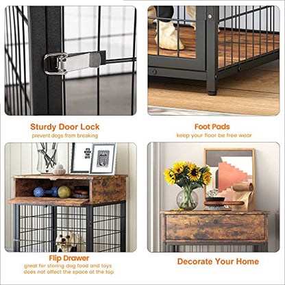 Furniture Style Dog Crate for Small Dogs, Dog Crates with Drawer, view 4