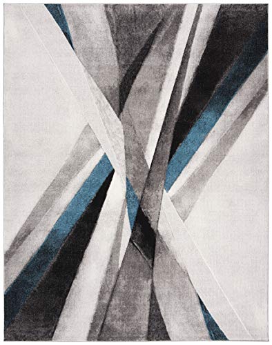 SAFAVIEH Area Rug 8x10 - Hollywood Collection - Large - Grey & Teal, Mid-Century Modern Design, Non-Shedding & Easy Cleaning, Ideal for Living Room, Bedroom, Office, Dining Space (HLW710D)