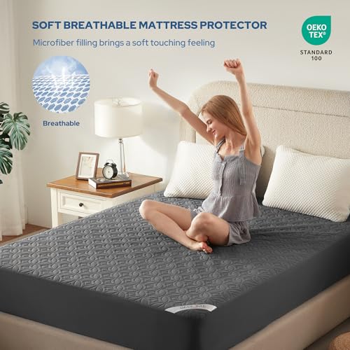Waterproof Mattress Protector, Queen Size Mattress Pad Noiseless, view 4