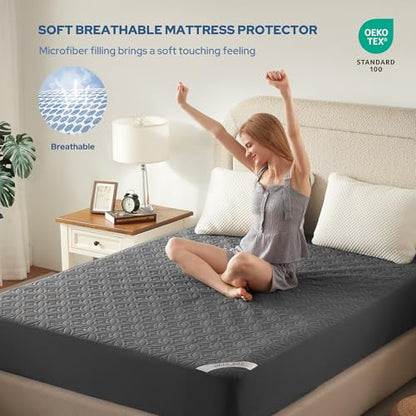 Waterproof Mattress Protector, Queen Size Mattress Pad Noiseless, view 4