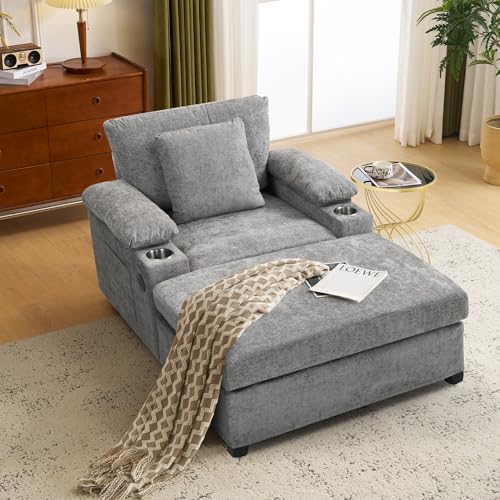 Oversized Accent Chair with Ottoman, view 2