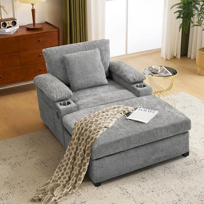 Oversized Accent Chair with Ottoman, view 2
