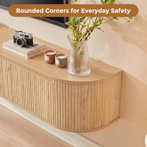 70.8" Floating Fluted TV Stand with Legs and Power Outlet for TVs up to 80", view 6