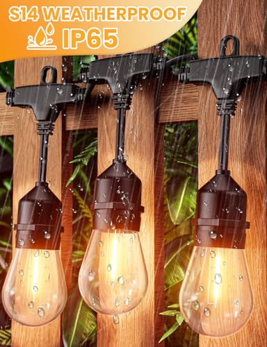 Outdoor Led String Lights 50FT, Patio Lights with 16pcs S14 Shatterproof Bulbs, view 3