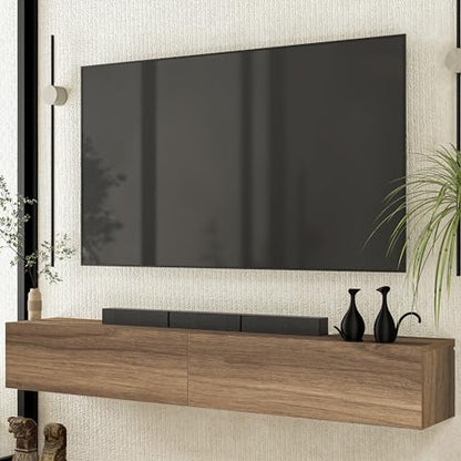Walnut Floating TV Stand for 65–80 Inch TV, view 2