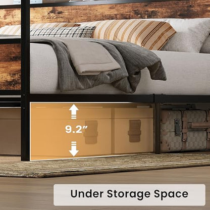 Canopy Bed Frame King with Storage Headboard & Charging Station, view 5