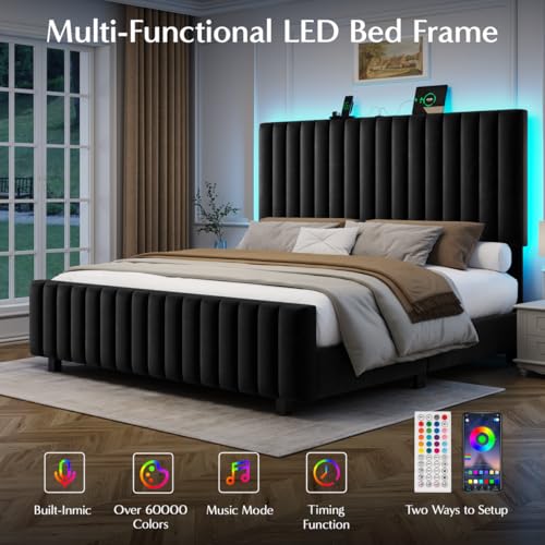 50" Tall Queen Bed Frame with Adjustable Headboard, view 5