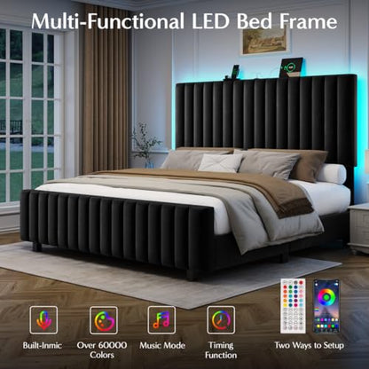 50" Tall Queen Bed Frame with Adjustable Headboard, view 5