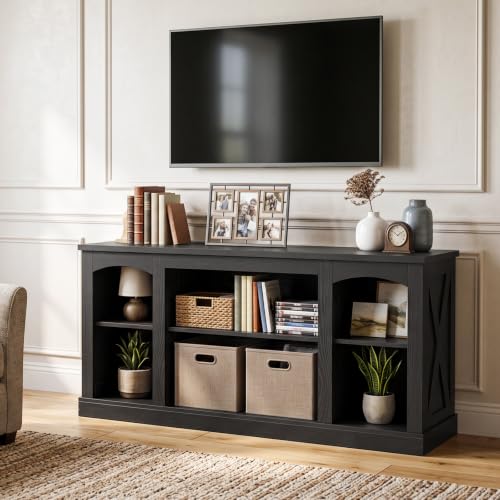 Black TV Stand, Tall TV Console with Storage for TVs up to 75", view 4