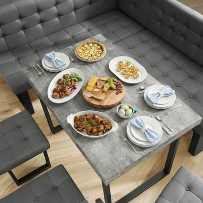 Corner Dining Table Set for Small Spaces, 72 Inch Breakfast Nook with Storage Banquette, 5 Piece Dining Set with Upholstered Bench, Modern Grey