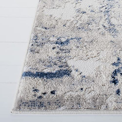 SAFAVIEH Skyler Collection Runner Rug - 2'2" x 9', Grey & Navy, Modern Abstract Design, Non-Shedding & Easy Care, Ideal for High Traffic Areas in Living Room, Bedroom (SKY562M)