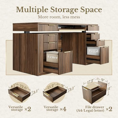 59 Inch Standing Desk with Storage Drawers, view 5