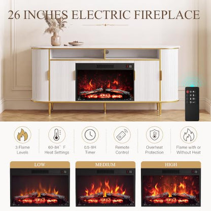 68" TV Stand with Fireplace for TVs up to 75 Inches, view 8