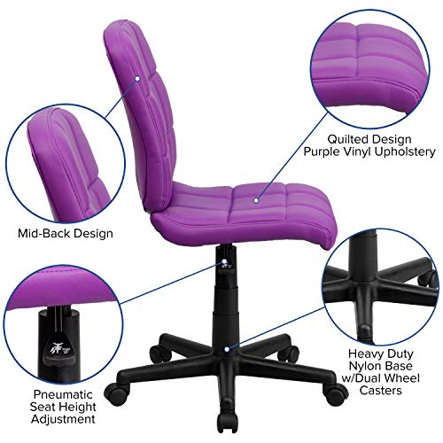 Clayton Mid-Back Purple Quilted Vinyl Swivel Task Office Chair