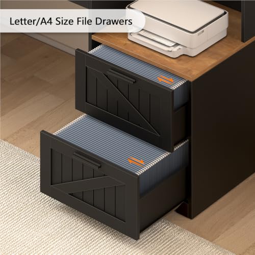 65" Farmhouse Computer Desk with Drawers and Printer Stand for Home Office, view 6