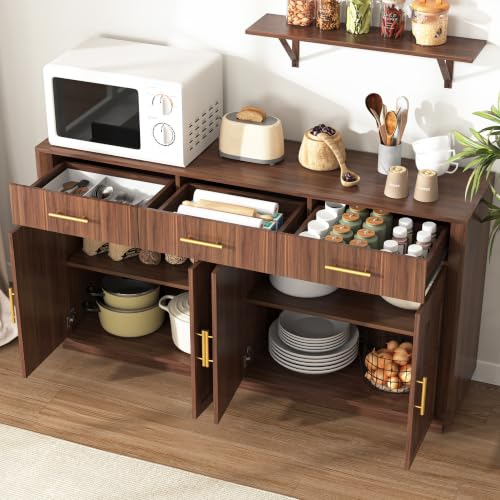 Sideboard Buffet Cabinet with 3 Drawers, view 4