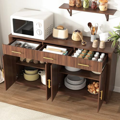 Sideboard Buffet Cabinet with 3 Drawers, view 4