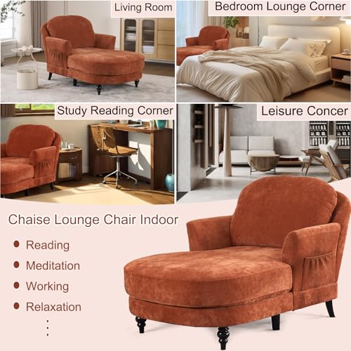 59.8" Chaise Lounge Chair Indoor, Chenille Reading Chairs, view 8