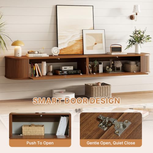 71" Floating TV Stand Wall Mounted Console, Mid Century TV Cabinet, view 7