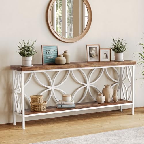 Sofa Table, 70.9 Inch Industrial Behind Couch Table with Storage Shelves, Narrow Long Console Table for Entryway, Living Room, Foyer, Hallway, Office