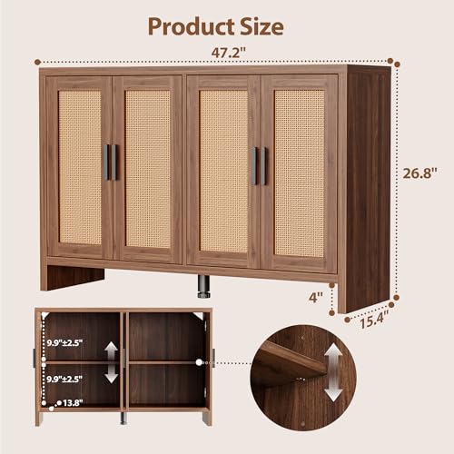 Rattan Buffet Cabinet with Storage, view 3