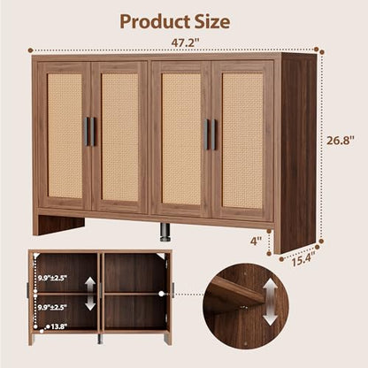 Rattan Buffet Cabinet with Storage, view 3