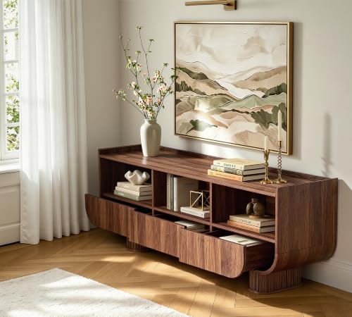 59" Mid Century Modern TV Stand for 65 Inch TV, Walnut, view 5
