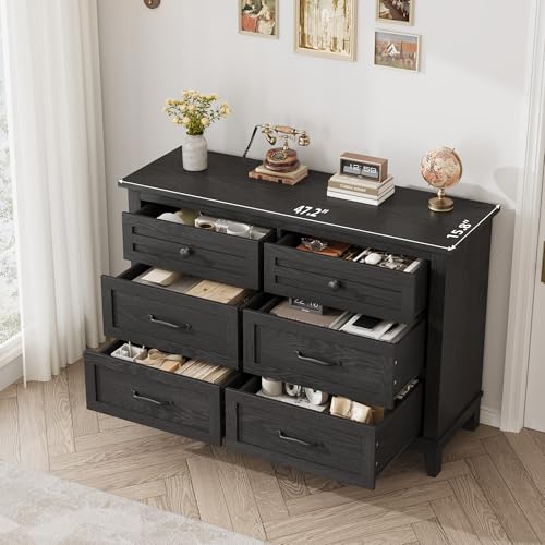 6 Dresser for Bedroom, 47 in Wide Drawer Dresser with Storage Freestanding, view 8