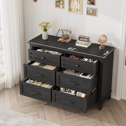 6 Dresser for Bedroom, 47 in Wide Drawer Dresser with Storage Freestanding, view 8
