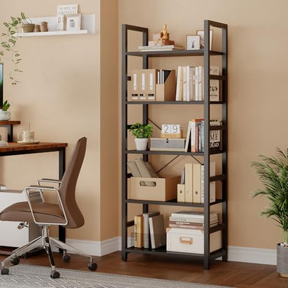5-Tier Bookshelf, Modern Tall Bookcase Book Shelf Storage Organizer, view 5
