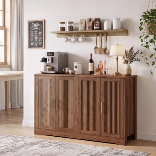 55.5” Fluted Sideboard Buffet Cabinet with 4 Doors, view 2