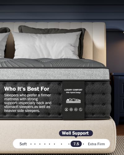 Firm Queen Mattress 12 inch,Luxury Cooling Hybrid Queen Mattress in a Box, view 8