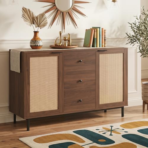 47.5" Sideboard Buffet Cabinet with Storage, Wooden Credenza, Brown, view 2