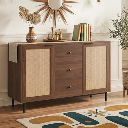 47.5" Sideboard Buffet Cabinet with Storage, Wooden Credenza, Brown, view 2