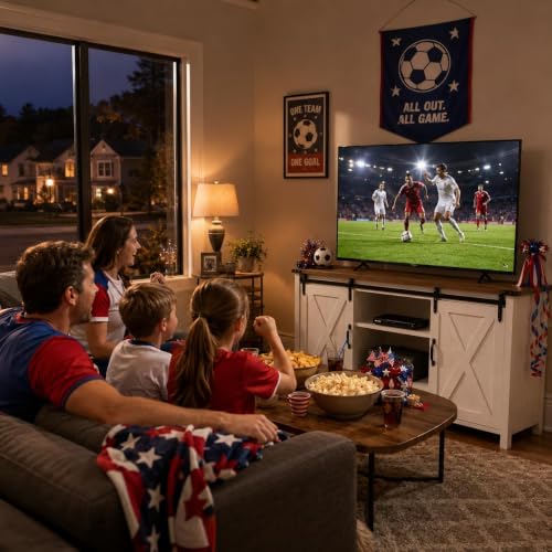 Farmhouse TV Stand, 57 Inch, White, view 4