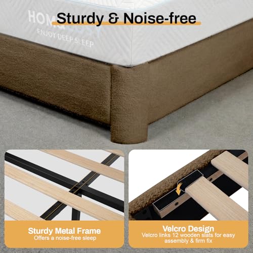 WEUP Queen Size Boucle Bed Frame, view 7