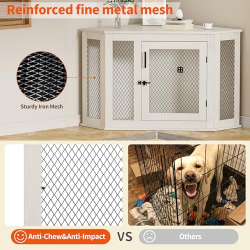 Corner Dog Crate, Wooden Furniture‑Style Crate for S/M & L‑Size Dogs, view 5