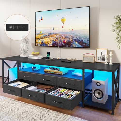 TV Stand with LED Lights & Power Outlets, for TVs up to 85 Inches, view 2