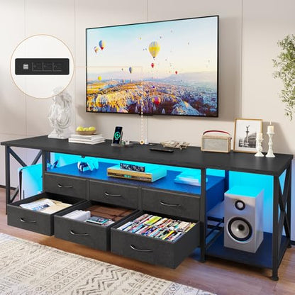 TV Stand with LED Lights & Power Outlets, for TVs up to 85 Inches, view 2