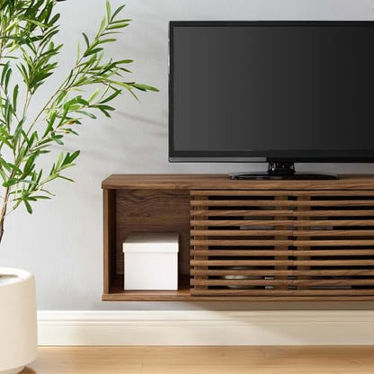 Render 46" Mid-Century Modern Wall Mount Media Console TV Stand, 46 Inch, Walnut, view 5