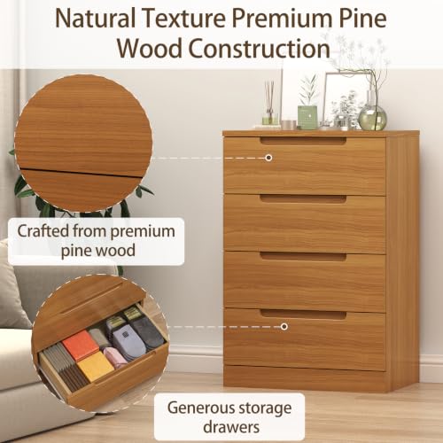 4 Drawer Dresser, Solid Wood Dresser for Closet, view 5