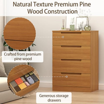 4 Drawer Dresser, Solid Wood Dresser for Closet, view 5