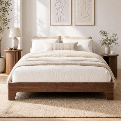 Full Size Bed Frame with Wooden Slats, Wood Platform Bed Frame, Low Profile Bed, view 7