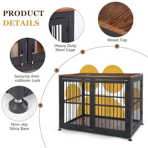 48" Rustic Heavy Duty Dog Crate Furniture for Extra Large Dogs, view 5